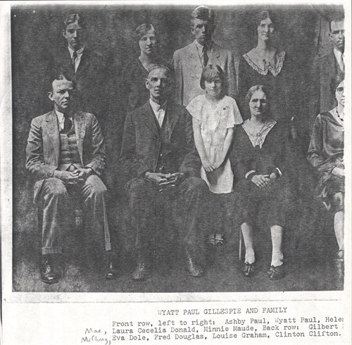 The family of Wyatt Paul and Laura Cecile Donald Gillespie