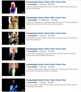 Preview of Videos on You Tube. Genealogists Share: What I Wish I Knew Then