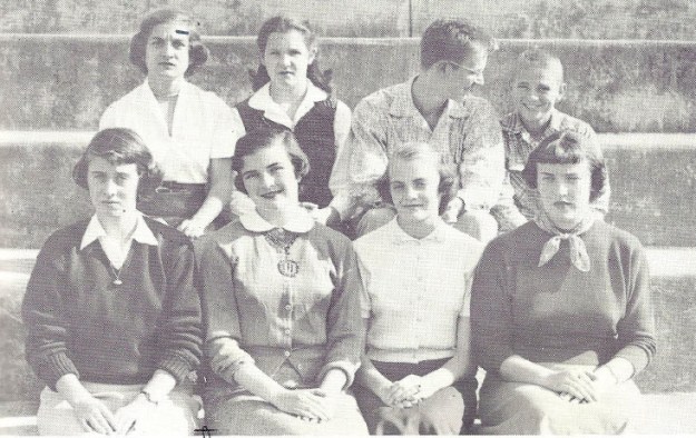 Honor Court, Lexington High School 1954, Martha Spencer and Gil Gillespie, in the back row