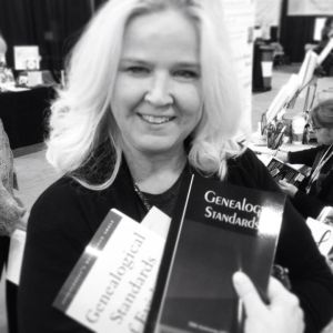 Wells, Kristie, Photo of Anne Gillespie Mitchell at RootsTech, 7 Feb 2014. Copy help by Anne Gillespie Mitchell, [ADDRESS FOR PRIVATE USE], California, 2014.